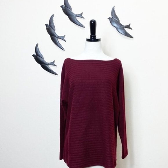 NEW! Charter Club Cashmere Burgundy Ribbed Long Sleeve Lightweight Sweater -  PL - Picture 6 of 6